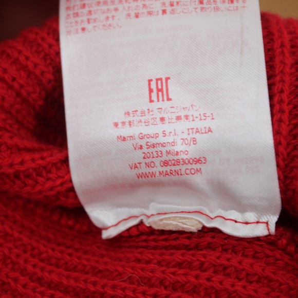 Marni IT 40 Red Wool Rib Knit Mock Neck Contrast Trim Chunky Sweater Italy - Picture 11 of 11